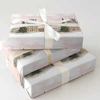 Watercolor Winter Paris Gift Wrap, Paris Louvre Christmas Wrapping Paper, French Cityscape Holiday Wrapping Paper