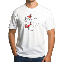 Adorable Santa Hat Pittie Puppy Graphic Tee, Pitbull Christmas T-Shirt, Holiday Dog Mom Dad Shirt, Festive Dog Lover Xmas Graphic Tee