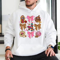Coquette Bow Pinata Hooded Sweatshirt, Mexican Christmas Hoodie, Mexican Holiday Hoodie, Adorable Festive Pinata Pullover, Cultural Xmas Present