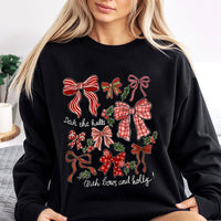 Deck the Halls Sweatshirt, Christmas Bows Sweatshirt, Coquette Holiday Bow Sweatshirt, Retro Winter Graphic Sweater, Christmas Present for Her