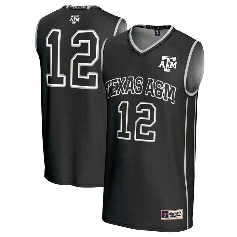 #12 Texas A&M Aggies Basketball Lightweight Fashion Jersey - Black