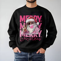 Humorous Sunglasses Santa Sweatshirt, Retro Santa Bubble Gum Sweatshirt, Adorable Holiday Pullover, Vintage Christmas Sweatshirt, Xmas Fan Present