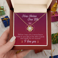 18k Gold Stainless Steel Love Knot Pendant, Christmas Love Knot Necklace for Wife, Message Card Holiday Necklace, Romantic Present for Her