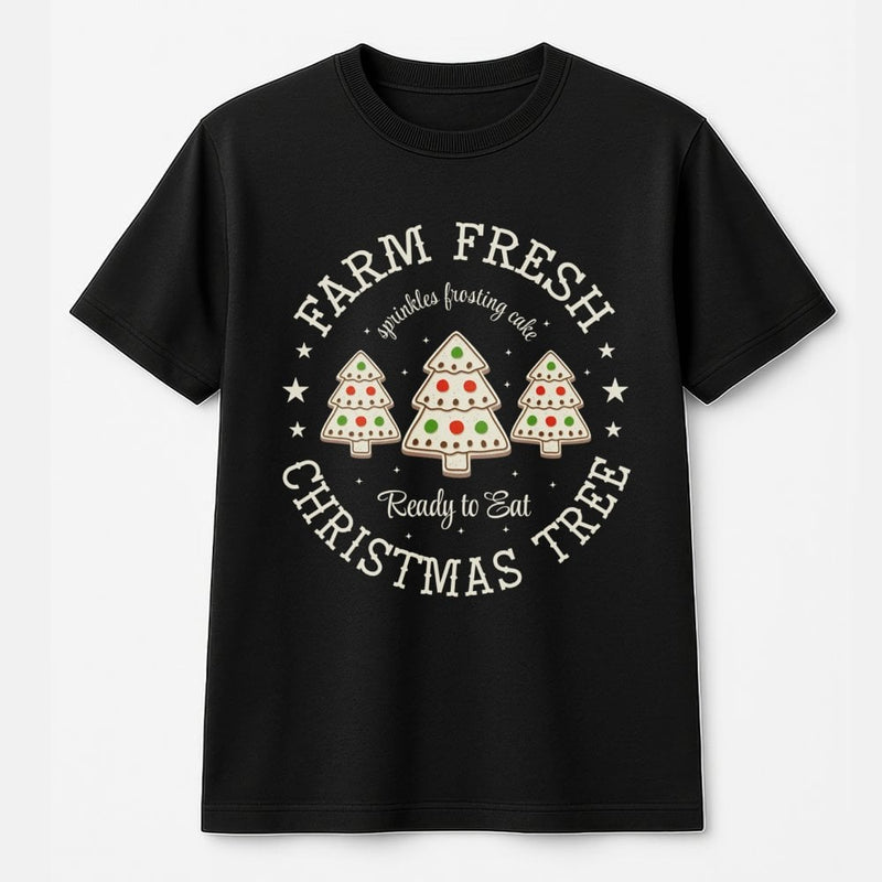 Holiday Bakery T-Shirt, Farm Fresh Christmas Tree Cookie T-Shirt, Humorous Christmas Cookie T-Shirt, Adorable Winter Baking Tee, Holiday Season Top