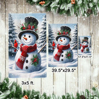 Double Sided Christmas Yard Flag, Snowman Welcome Winter Garden Flag, Holiday Snowman Lawn Flag, Winter Outdoor Decor Present