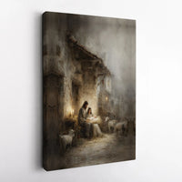 Holy Family Manger Christmas Canvas Print, Nativity Scene Canvas Wall Art, Religious Christian Wall Decor, Faith Living Room Present