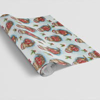 Watercolor Animal Santa Hat Gift Wrap, Adorable Otter Christmas Wrapping Paper, Whimsical Holiday Present Paper, Otter Lover Present Packaging