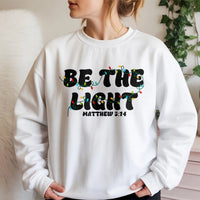 Christian Christmas Sweatshirt, Be the Light Sweatshirt, Faith Bible Verse Holiday Sweater, Religious Christmas Crewneck Sweatshirt