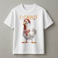 F-Caw-F Music Note Shirt, Humorous Chicken Christmas T-Shirt, Humorous Holiday Poultry Tee, Adorable Farm Animal Christmas T-Shirt