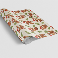 Deer in Santa Hat Gift Wrap, Christmas Fawn Wrapping Paper, Woodland Holiday Wrapping Paper, Adorable Fawn Present Wrap, Xmas Present Paper Roll