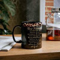 Gold Aesthetic Friendship Ceramic Mug, Best Friends Forever Leopard Print Mug, Soul Sister Coffee Mug, Birthday Christmas Present for BFF Women