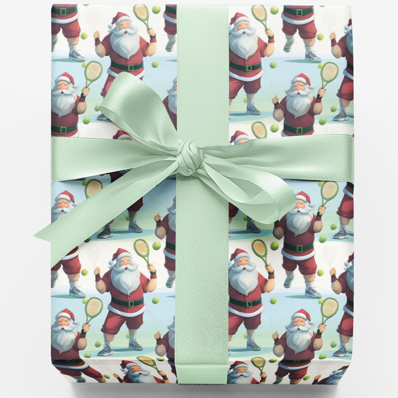 Tennis Christmas Wrapping Paper, Santa Tennis Wrapping Paper, Sports Holiday Gift Wrap, Tennis Player Wrapping Paper, Tennis Fan Gift Wrap