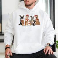 Reindeer Dog Christmas Hoodie, Christmas Dogs Hoodie, Adorable Dog Lover Hooded Sweatshirt, Festive Pet Mom Pullover, Dog Lover Holiday Present