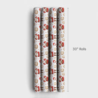 Chocolate Chip Cookie Santa Wrapping Paper, Santa and Cookies Wrapping Paper, Christmas Holiday Wrapping Paper, Festive Gift Wrap Roll