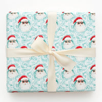 Sunglasses Santa Christmas Gift Wrap, Cool Santa Wrapping Paper, Tropical Holiday Present Paper