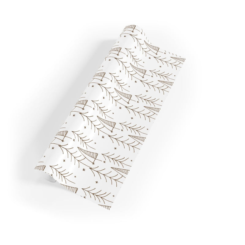 Hand-Drawn Christmas Gift Wrap, Minimalist Pine Tree Wrapping Paper, Rustic Holiday Tree Wrapping Paper Roll, Winter Forest Gift Wrap Roll