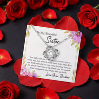 Brother to Sister Pendant Necklace, Sister Love Knot Necklace, CZ Crystal Love Knot Jewelry, Christmas Birthday Present for Sister