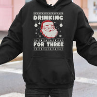 Humorous Santa Twins Pregnancy Announcement Sweatshirt, Drinking for Three Christmas Hoodie, Expectant Mom Maternity Pullover, Holiday Present