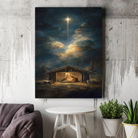 Holy Night Bethlehem Star Canvas Wall Art, Nativity Scene Canvas Print, Christian Christmas Canvas, Religious Holiday Decor, Faith Present