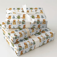 Watercolor Dino Gift Wrap, Winter Dinosaur Wrapping Paper, Christmas Dinosaur Wrapping Paper, Holiday Dino Gift Wrap, Kids Birthday Paper