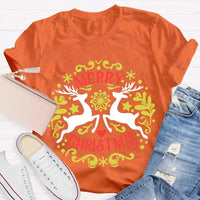 Festive Reindeer Holiday Graphic Tee, Christmas Elk T-Shirt, Winter Deer Shirt, Adorable Merry Christmas Animal T-Shirt, Xmas Apparel