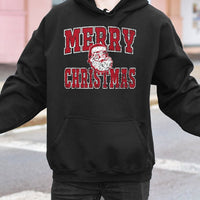 Retro Distressed Santa Claus Sweatshirt, Merry Christmas Santa Hoodie, Festive Xmas Holiday Hooded Pullover, Winter Vintage Top