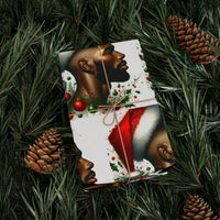 Christmas Holly Gift Wrap, Black Santa Wrapping Paper, Vintage African American Santa Wrapping Paper, Holiday Gift Wrapping Paper for Family