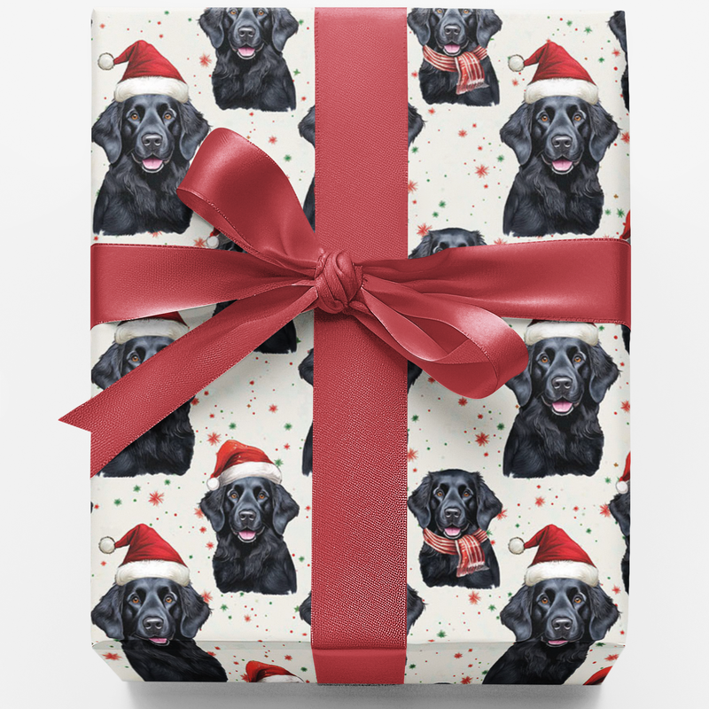 Santa Paws Dog Gift Wrap, Black Labrador Christmas Wrapping Paper, Black Lab Holiday Wrapping Paper, Festive Dog Lover Gift Wrapping Paper