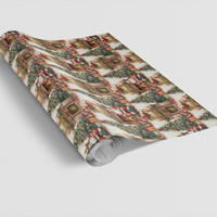 Fireside Santa Christmas Gift Wrap, Vintage Santa Wrapping Paper, Comfy Holiday Wrapping Paper, Retro Xmas Gift Wrap, Winter Present Paper