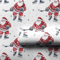 Christmas Sports Gift Wrap, Hockey Santa Wrapping Paper, Ice Hockey Player Santa Wrap, Holiday Gift Wrapping Paper, Xmas Present Wrap