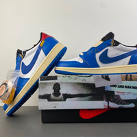 Low Top Sneakers, Blue White Yellow Colorway, Lace Up Design, Casual Gift for Sneaker Fans