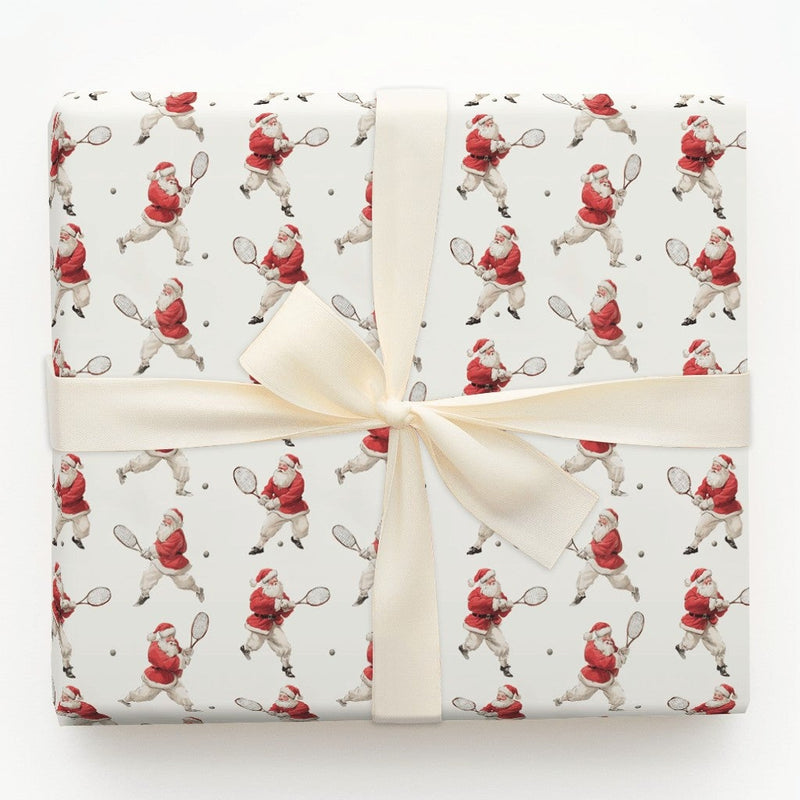 Vintage Tennis Holiday Wrapping Paper, Tennis Santa Christmas Wrapping Paper, Tennis Player Gift Wrap, Athletic Xmas Gift Wrapping Paper