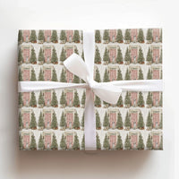 Pink Door Watercolor Dog Gift Wrap, Dalmatian Christmas Wrapping Paper, Dalmatian Holiday Wrapping Paper, Festive Winter Present Wrap