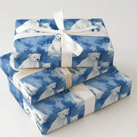 Adorable Arctic Winter Gift Wrap, Watercolor Polar Bear Wrapping Paper, Woodland Animal Gift Wrapping Paper, Christmas Birthday Paper Roll
