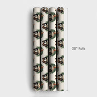 Vintage Spaniel Wreath Gift Wrap, Cavalier King Charles Wrapping Paper, Adorable Dog Christmas Wrapping Paper, Holiday Pet Gift Wrapping Paper