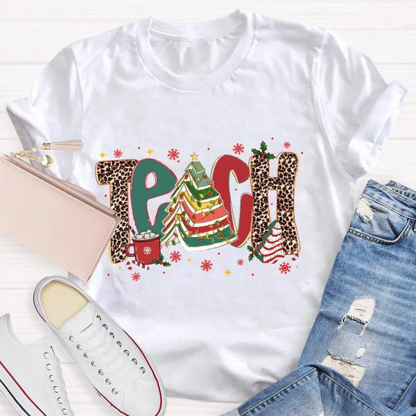Bookish Xmas Tree T-Shirt, Teacher Christmas Books Tree Shirt, Reading Teacher Holiday Shirt, School Educator Tee, Book Lover