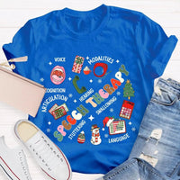 SLP Voice Stuttering Awareness T-Shirt, Speech Therapy Christmas Shirt, Speech Language Pathologist Xmas Tee, SLP Student Holiday Present