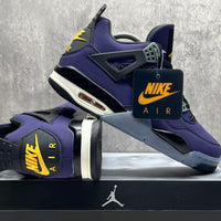 Mid Top Sneakers, Purple Gold Colorway, Lace Up Design, Casual Gift for Sneaker Fans