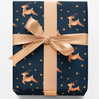 Festive Reindeer Gift Wrap, Starlit Reindeer Christmas Wrapping Paper, Winter Starlit Wrapping Paper, Holiday Deer Present Paper, Xmas Wrap