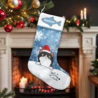 Kitten Christmas Stocking, Tuxedo Cat Christmas Stocking, Pet Lover Holiday Stocking, Comfy Winter Fireplace Mantel Decor, Cat Mom Present