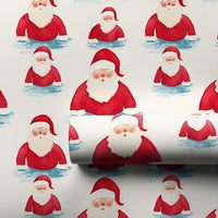 Coastal Christmas Gift Wrap, Swimming Santa Wrapping Paper, Watercolor Santa Wrapping Paper, Holiday Gift Wrap, Fun Beach Xmas Wrap
