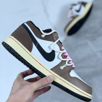 Low Top Sneakers, White Brown Colorway, Lace Up Design, Casual Gift for Sneaker Fans