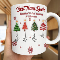 Personalized Christmas Trees Office Staff Ceramic Mug, Best Team Ever Coffee Mug, Employee Appreciation Mug, Coworker Holiday Present Cup