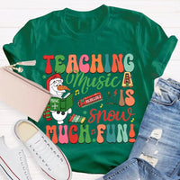 Festive Music Teacher Holiday Shirt, Snow Much Fun Teaching Music Christmas T-Shirt, Adorable Snowman Musician Graphic Tee, Xmas Present