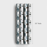 Winter Forest Gift Wrap, Watercolor Moose Wrapping Paper, Snowy Mountain Holiday Wrapping Paper, Rustic Christmas Gift Wrapping Paper