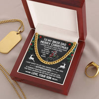 Motorcycle Rider Chain from Son, Biker Dad Cuban Link Chain Necklace, Personalized Christmas Message Card Chain, Mens Biker Jewelry