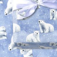 Snowy Night Polar Bear Gift Wrap, Polar Bear Christmas Wrapping Paper, Winter Wildlife Wrapping Paper, Holiday Present Wrapping Paper Roll