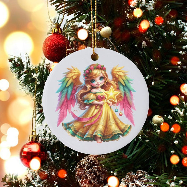 Christmas Angel Tree Ornament, Adorable Angel Ornament, Fairy Tale Holiday Ornament, Ceramic Angel Keepsake, Adorable Xmas Pr