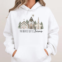 Christian Christmas Jesus Hoodie, The Greatest Present Is Jesus Hoodie, Faith Holiday Hooded Pullover, Church Religious Jesus Sweatshirt