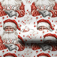 Vintage Christmas Poker Gift Wrap, Santa Playing Poker Wrapping Paper, Humorous Gambler Wrapping Paper, Casino Card Player Holiday Gift Wrap